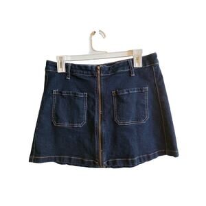 3/$15 Blue Mini Zip Up Denim Skirt Juniors 11/30